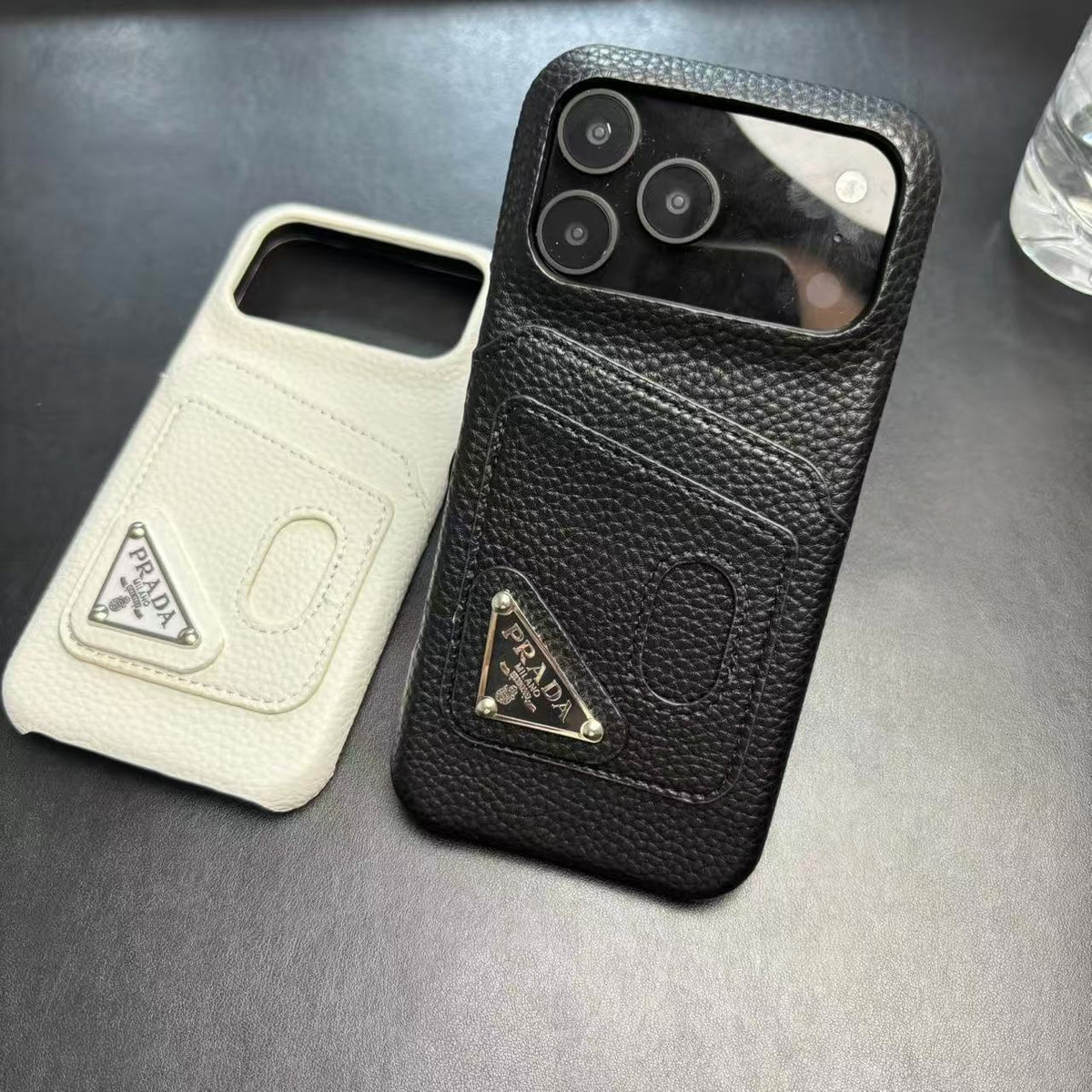 Prada Stylish Case with Card Holder For iPhone 13-18 Pro & Pro Max