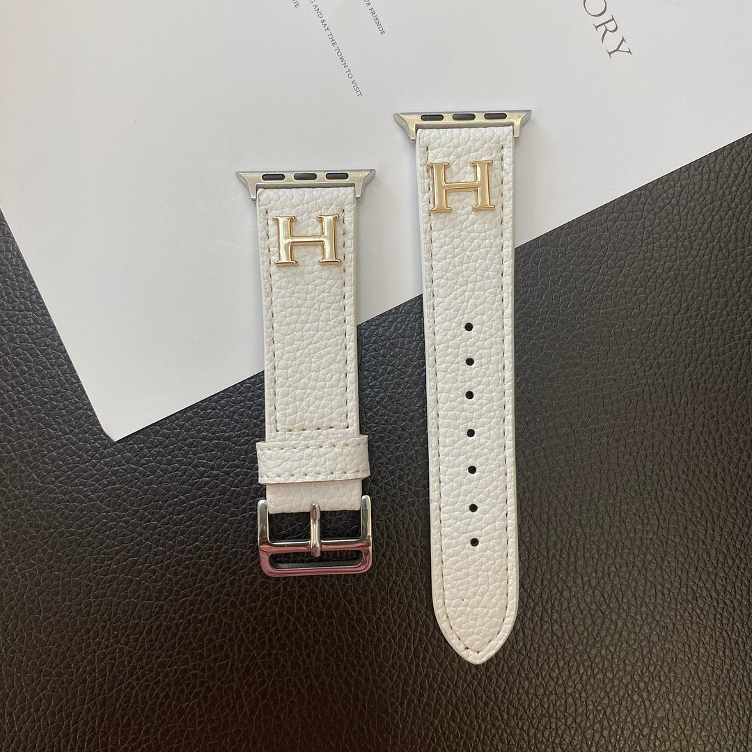 Genuine Lychee Pattern Leather Apple Watch Strap