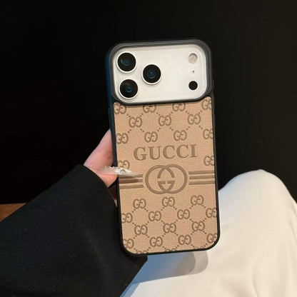 Gucci-Inspired GG Monogram Phone Case – Premium Leather Texture Slim Fit Bumper Case