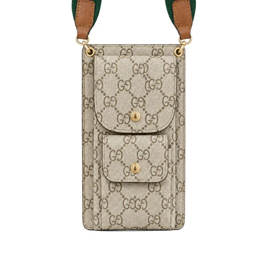 Luxury Gucci Monogram Multi-Pocket Crossbody Phone Bag