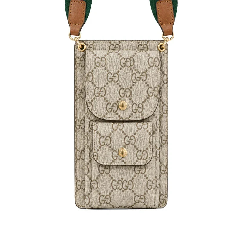 Luxury Gucci Monogram Multi-Pocket Crossbody Phone Bag