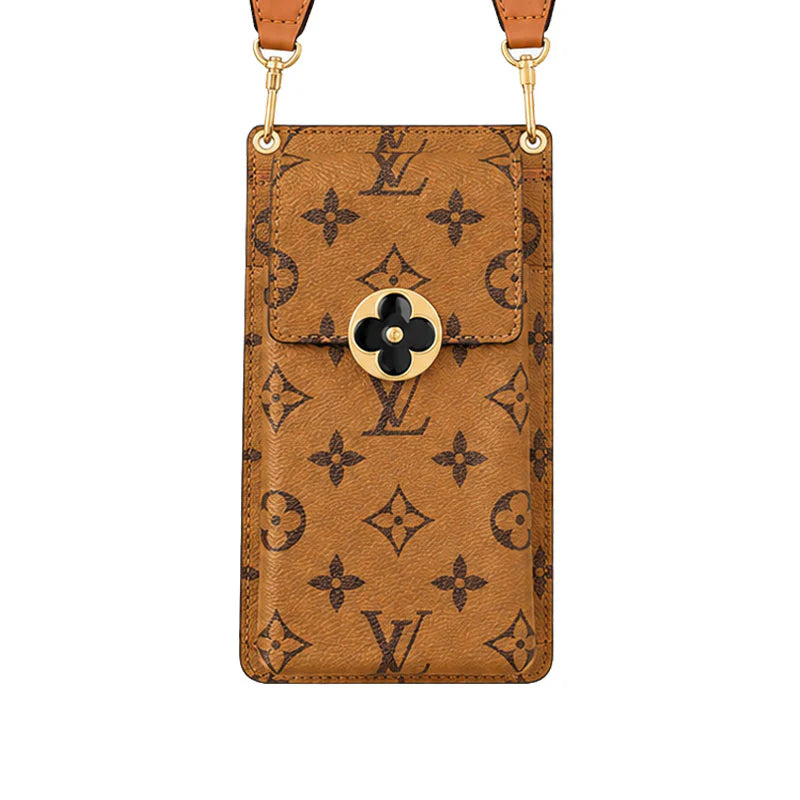Luxury Leather Monogram Crossbody Phone Purse