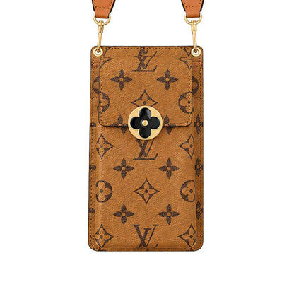 Luxury Leather Monogram Crossbody Phone Purse