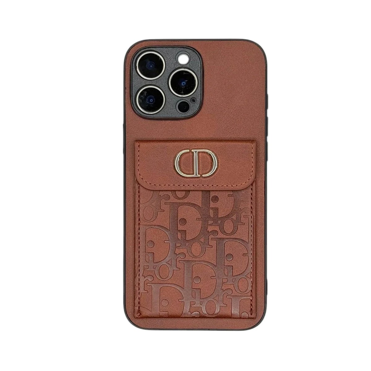 DR Oblique Flap Pocket Leather Case - Saddle Brown