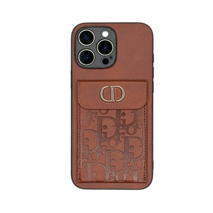 DR Oblique Flap Pocket Leather Case - Saddle Brown