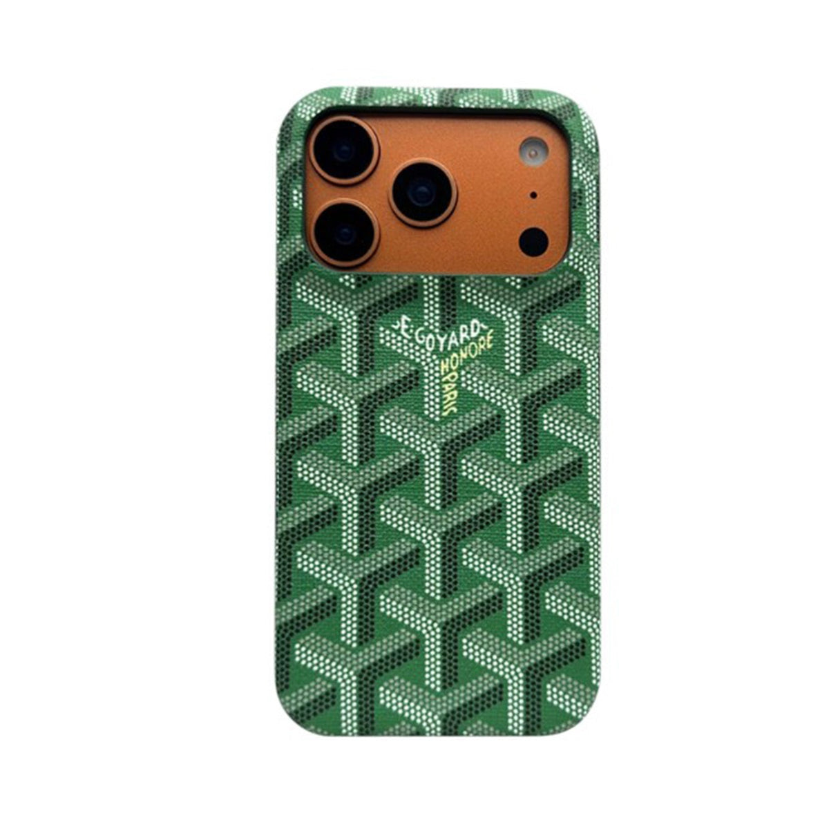 GYD Vintage Monogram Emerald Green Case for iPhone 12-18 Pro & Pro Max