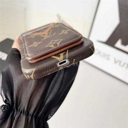 Lv Leather Card Holder Phone Case For iPhone 13-18 Pro & Pro Max