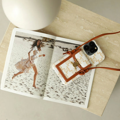 CLASSIC CELINE IPHONE CASE CROSSBODY WHITE PRINT