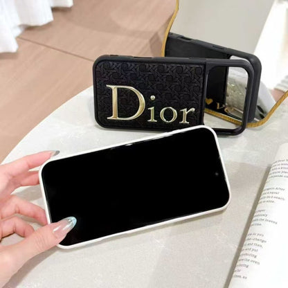 Luxury Cannage Weave iPhone Case with Gold Dior Emblem