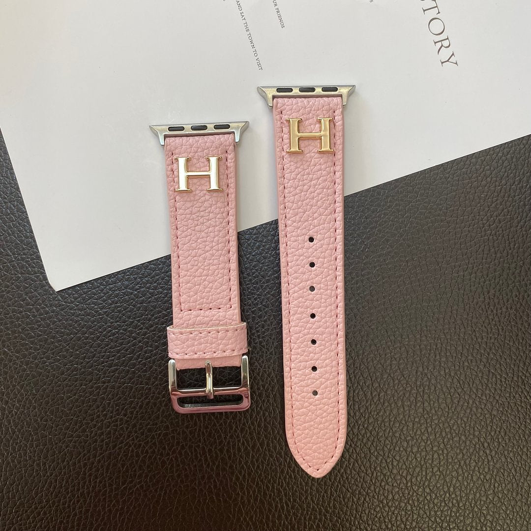 Genuine Lychee Pattern Leather Apple Watch Strap