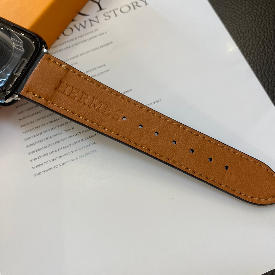 Genuine Lychee Pattern Leather Apple Watch Strap