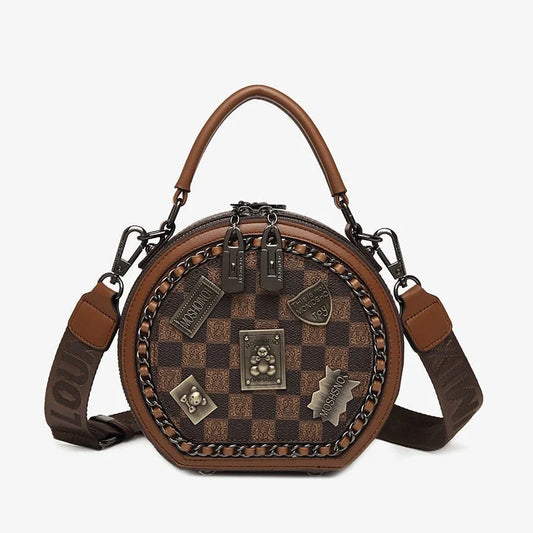 Purse Fashion Retro Bear Badge Print Leather