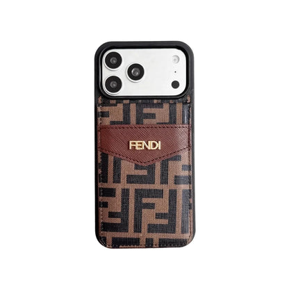 Luxury Card Holder Fendi iPhone Case for 12-17 series