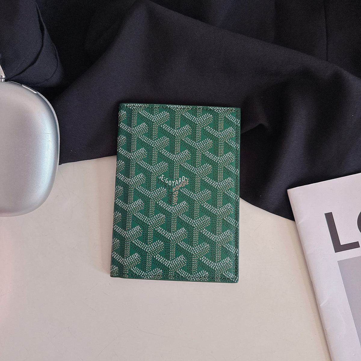 Elegant Goyardine Canvas Passport & Card Covers