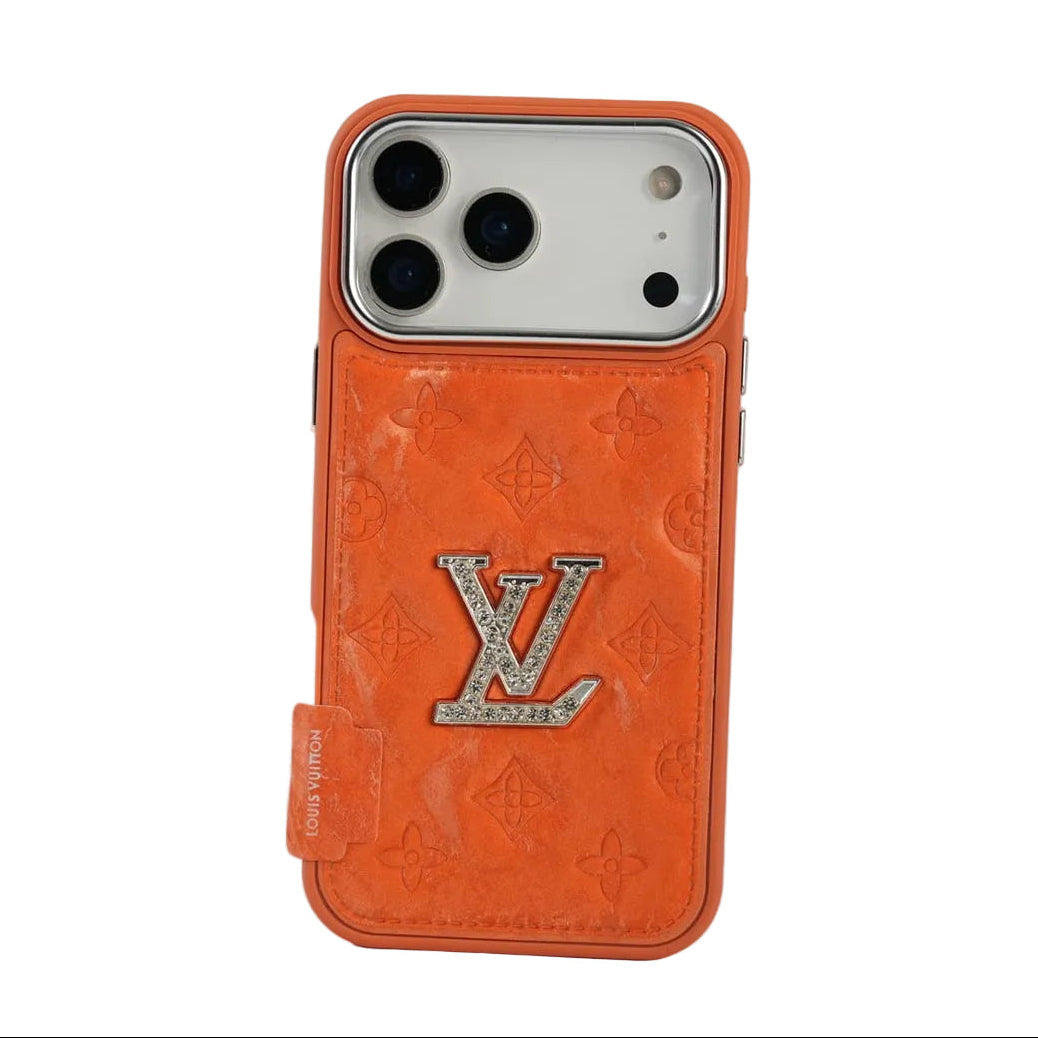 Premium Monogram Embossed Orange – Crystal Logo Edition