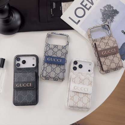 GG Stylish Leather Card Holder Case for iPhone 12-18