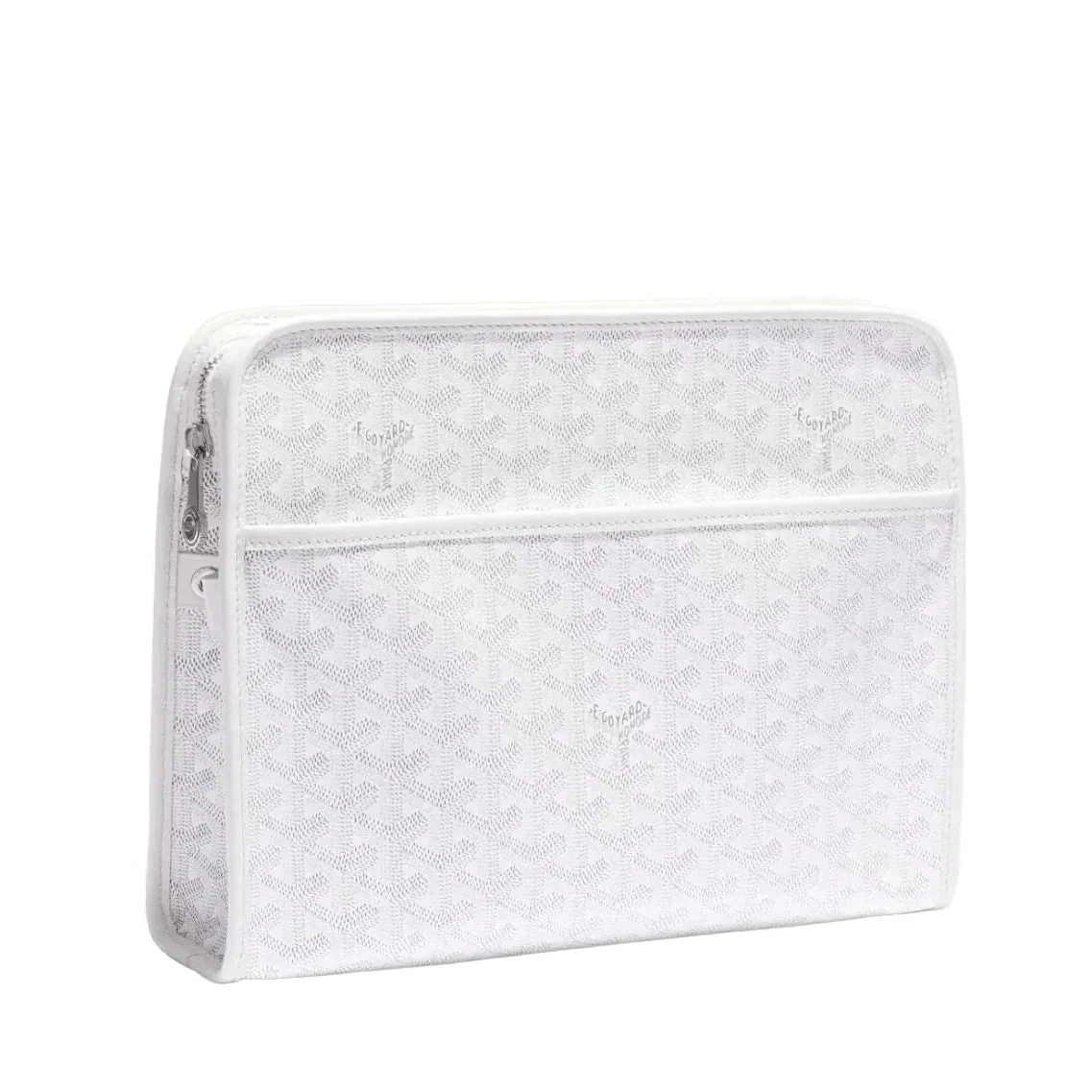 Luxury Goyardine canvas toiletry bag in white