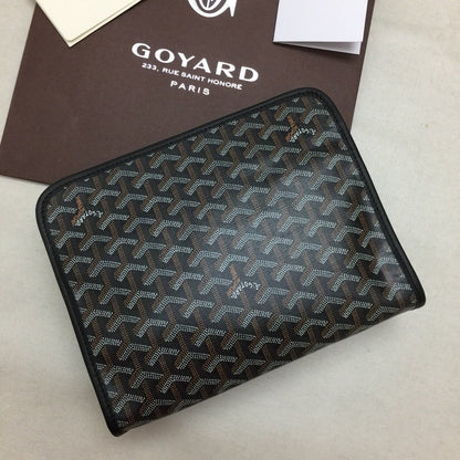 Real product photo of black Goyardine canvas toiletry pouch