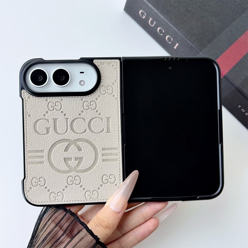 Luxury GG Monogram Canvas Foldable Case for iPhone Duo