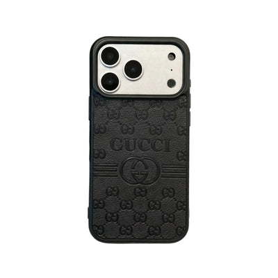 Gucci-Inspired GG Monogram Phone Case – Premium Leather Texture Slim Fit Bumper Case