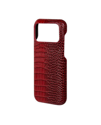 Luxury Dior Mirrored Burgundy Leather Case For iPhone  12-18 Pro & Pro Max