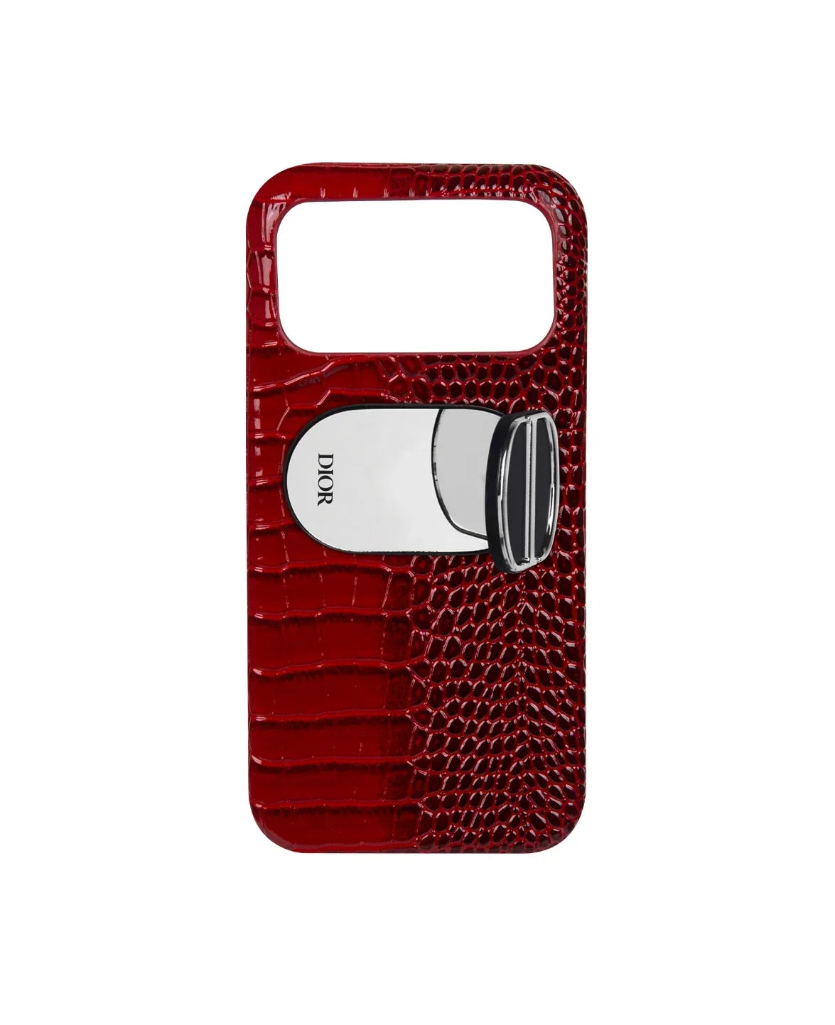 Luxury Dior Mirrored Burgundy Leather Case For iPhone  12-18 Pro & Pro Max