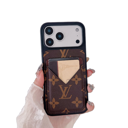 Brown Leather 2-in-1 Monogram iPhone Wallet Case