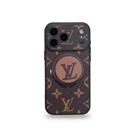 Luxury Monogram Leather Magsafe Phone Case Stand Function for iPhone 13-17 Series