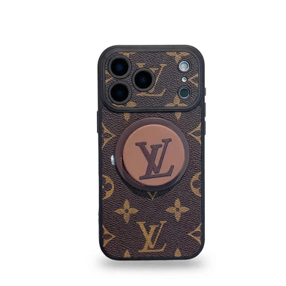 Luxury Monogram Leather Magsafe Phone Case Stand Function for iPhone 13-17 Series