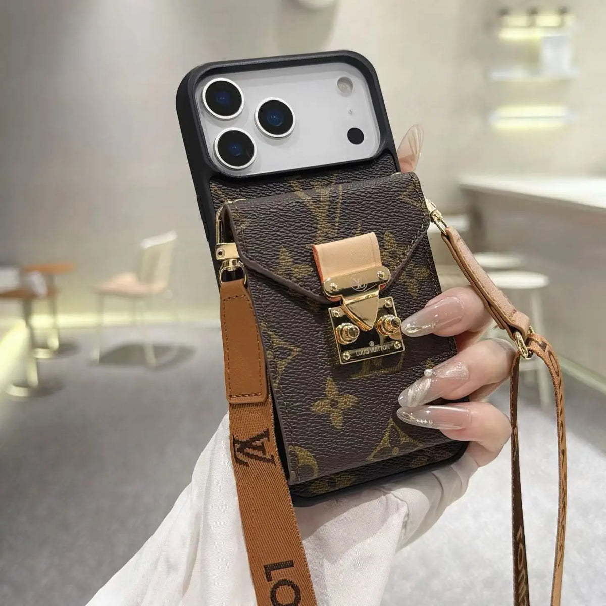 Premium Leather Monogram Phone Case For iPhone 13-18 Series