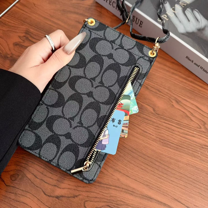 Luxury Coach Monogram Multi-Pocket Crossbody Phone Bag