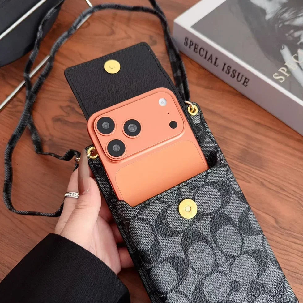 Luxury Coach Monogram Multi-Pocket Crossbody Phone Bag