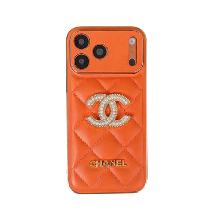 Chanel Quilted Leather Case with Rhinestone CC Logo