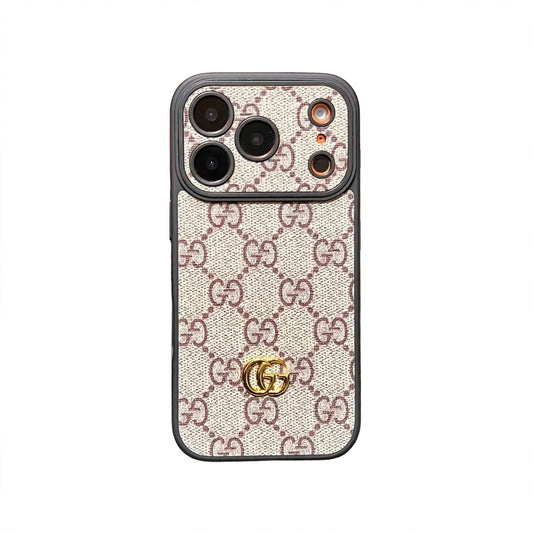 Luxury GG iPhone Case with Interchangeable Camera Lens Frames