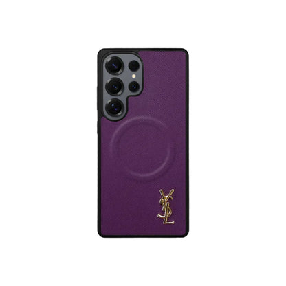 Luxury Purple Saffiano Case for Samsung S22-S26 Series
