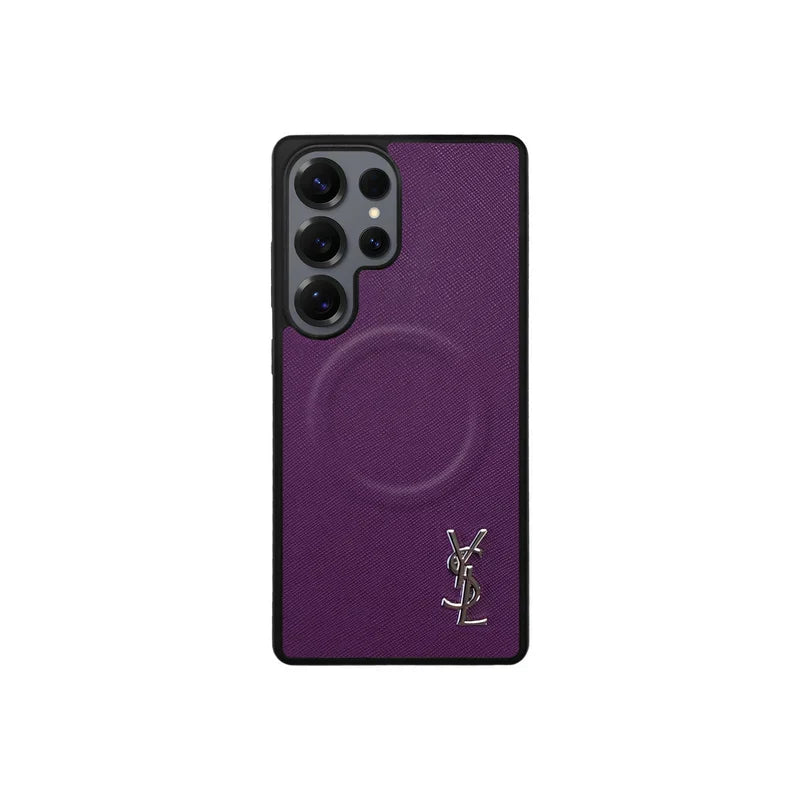 Luxury Purple Saffiano Case for Samsung S22-S26 Series