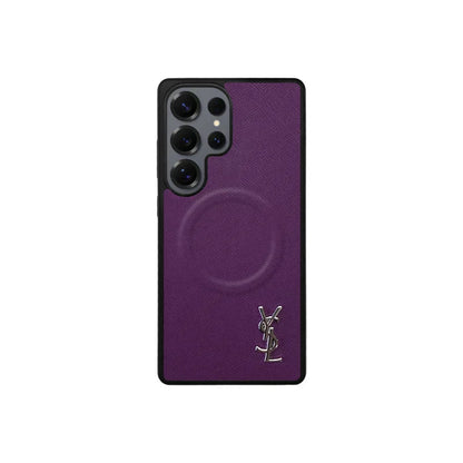 Luxury Purple Saffiano Case for Samsung S22-S26 Series