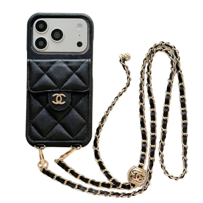 Luxury Leather Crossbody Wallet Case for iPhone 13 - 17 Series