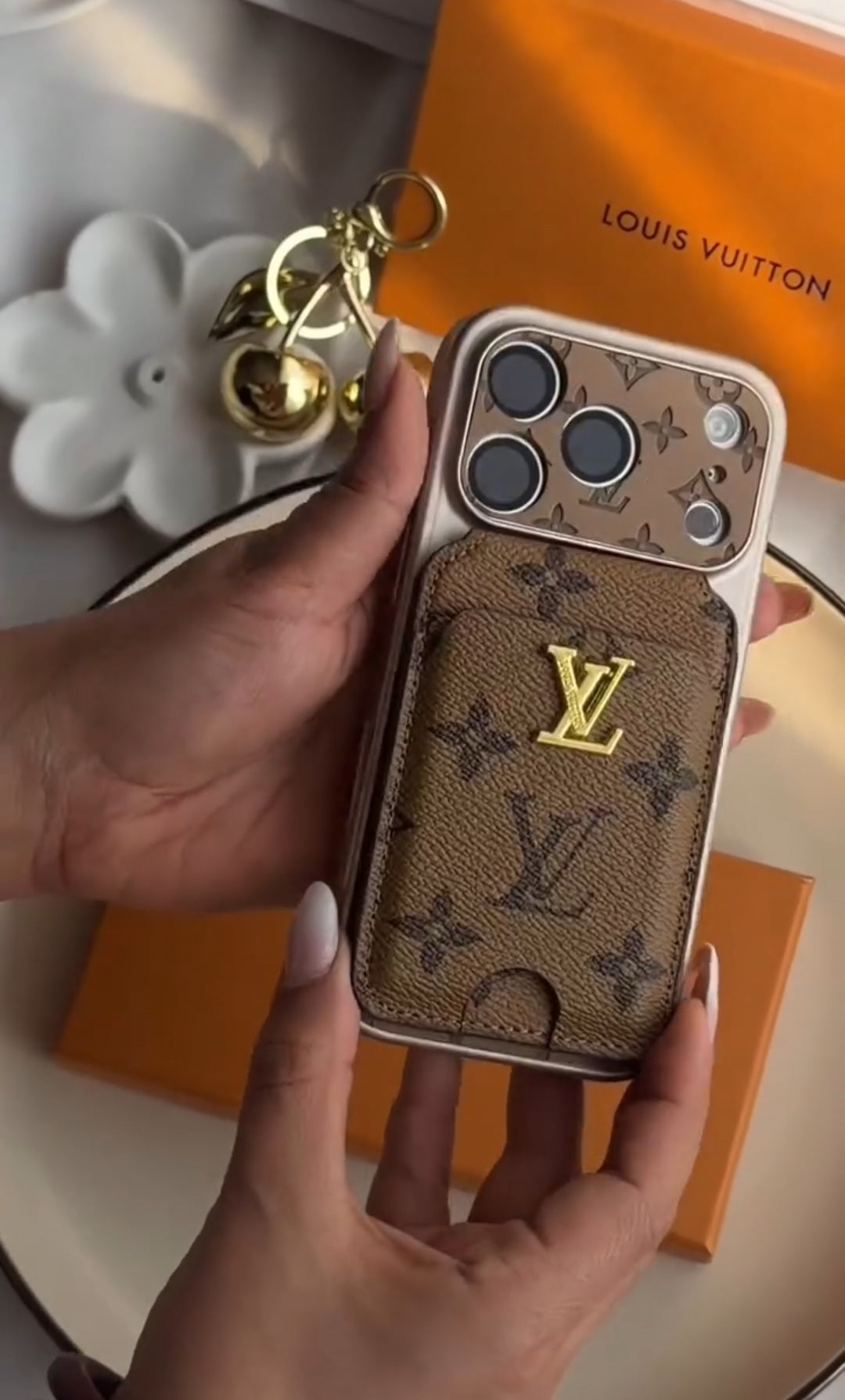 Classic Leather Monogram iPhone Case With magnetic Wallet