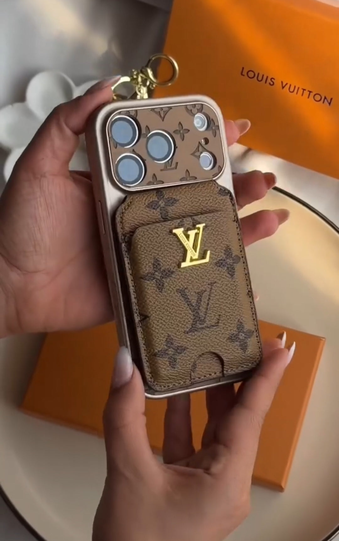 Classic Leather Monogram iPhone Case With magnetic Wallet