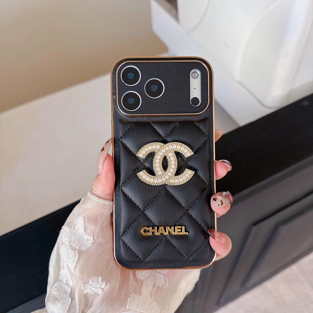 Chanel Quilted Leather Case with Rhinestone CC Logo