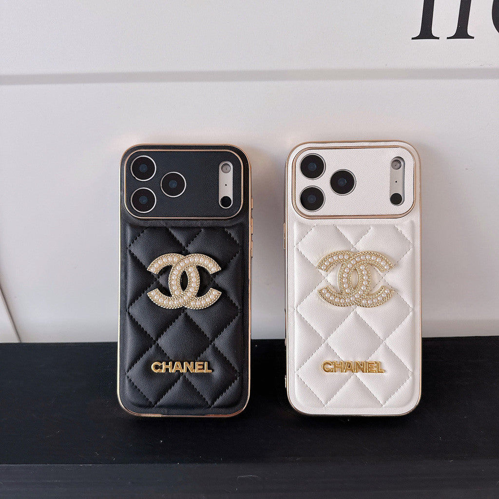 Chanel Quilted Leather Case with Rhinestone CC Logo