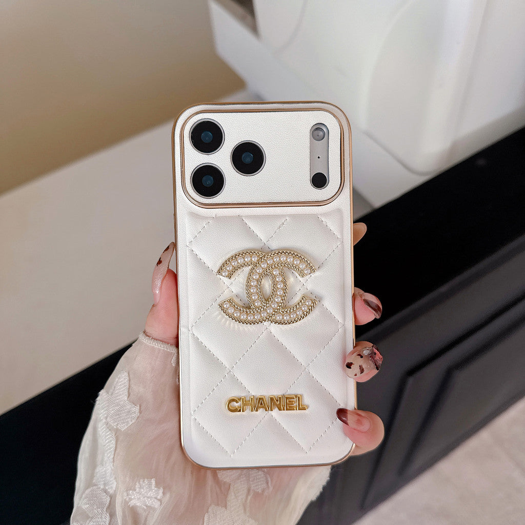 Chanel Quilted Leather Case with Rhinestone CC Logo
