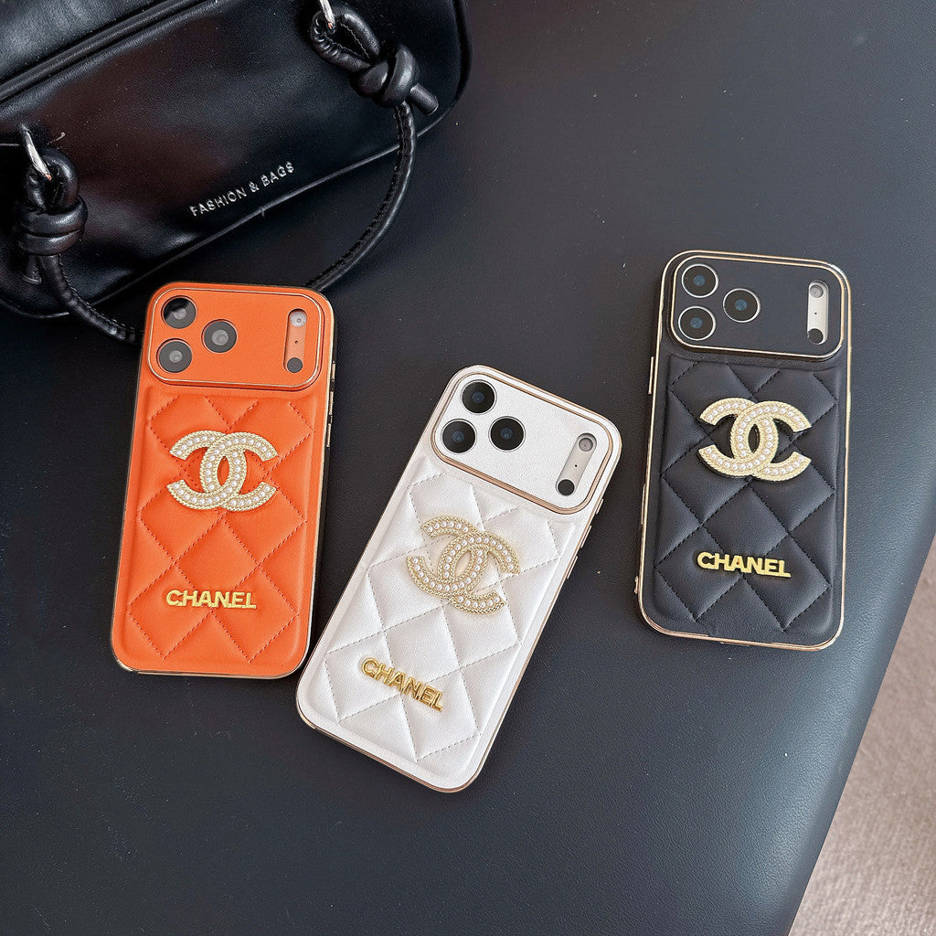 Chanel Quilted Leather Case with Rhinestone CC Logo