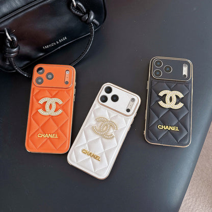 Chanel Quilted Leather Case with Rhinestone CC Logo