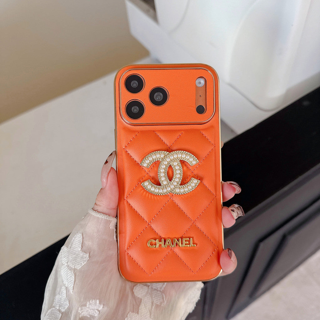 Chanel Quilted Leather Case with Rhinestone CC Logo