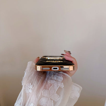 Chanel Quilted Leather Case with Rhinestone CC Logo