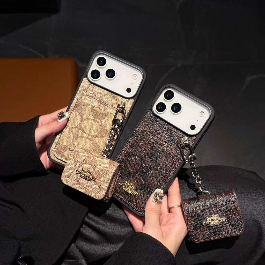 Luxury Monogram Phone Case with Detachable Earbud Pouch