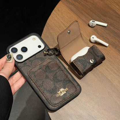 Luxury Monogram Phone Case with Detachable Earbud Pouch