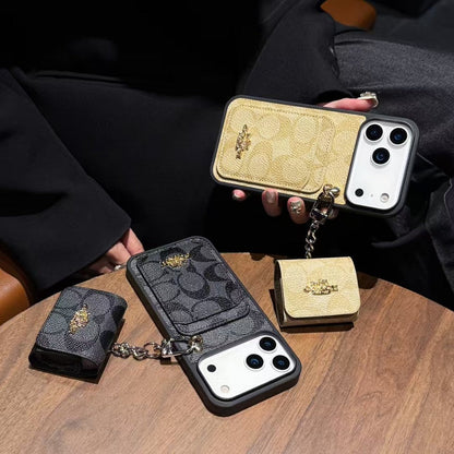 Luxury Monogram Phone Case with Detachable Earbud Pouch